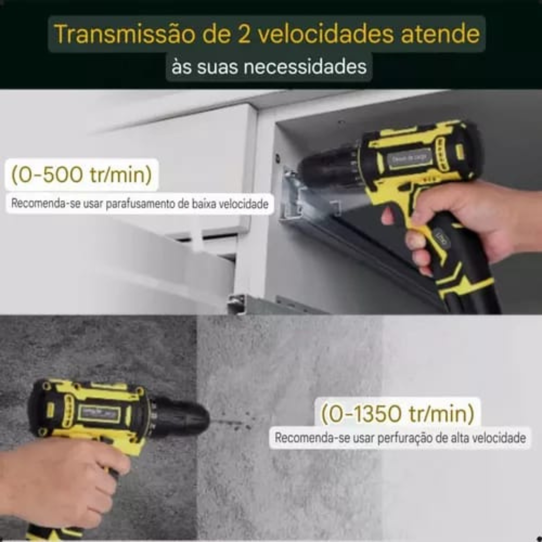 Parafusadeira Furadeira Sem Fio Bateria Impacto 12V