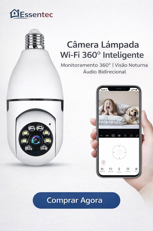 Câmera Lâmpada de segurança Wi-fi IP sem fio 360